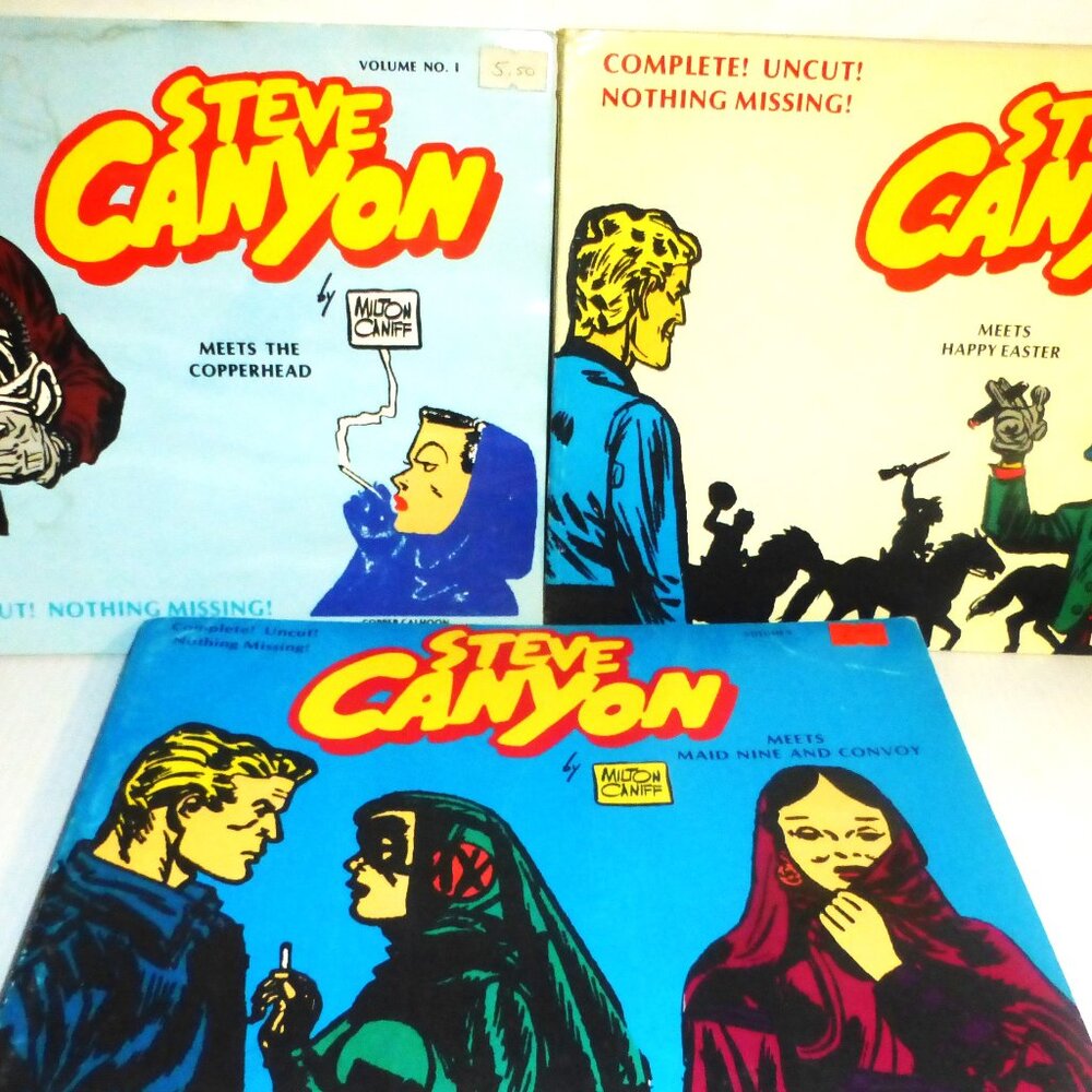 1st Edition 3x STEVE CANYON Book Milton Caniff Maid Nine Copper Head 1 2 4
